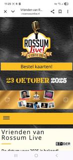 2 x tickets Vrienden Rossum Live, Tickets en Kaartjes, Evenementen en Festivals, Twee personen