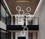 Luxe LED Moderne Trap Hanglamp Dimbaar 9-Ringen Kroonluchter, Huis en Inrichting, Lampen | Kroonluchters, Nieuw, Ophalen of Verzenden