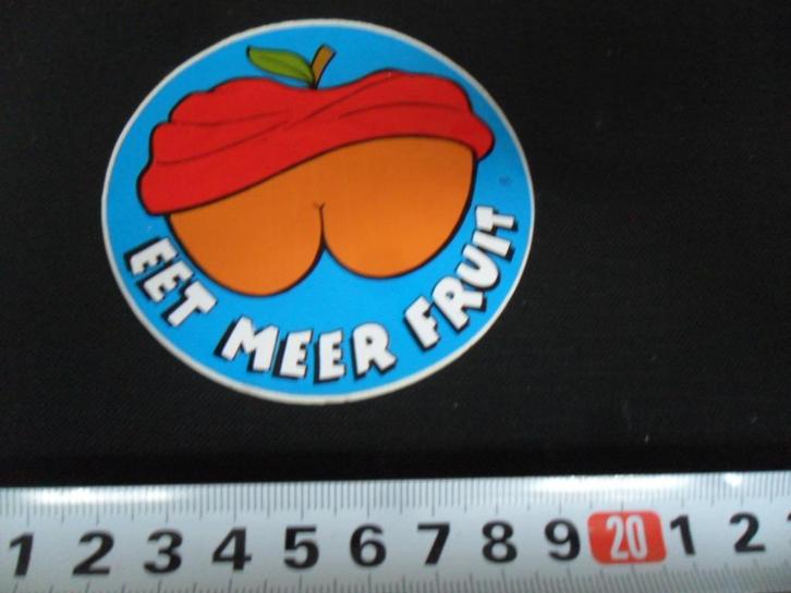 sticker strip gein EET MEER FRUIT perzik blote billen, Verzamelen, Stickers, Zo goed als nieuw, Ophalen