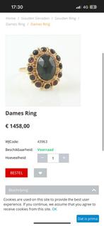 Gouden ring met granaatsteen, ringmaat 49, Sieraden, Tassen en Uiterlijk, Ringen, Met kristal, Ophalen of Verzenden, Zo goed als nieuw