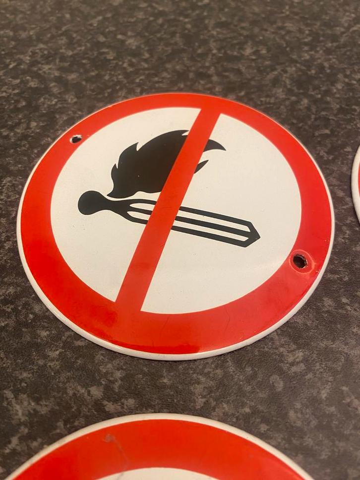 Emaille Waarschuwingsborden (3 van 4), Verzamelen, Merken en Reclamevoorwerpen, Gebruikt, Reclamebord, Ophalen of Verzenden