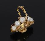 Bloemenmand 18k gouden parel ketting hanger exclusief dames