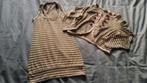 Zalmroze met taupe gestreepte top en jasje maat S M 36 38, Kleding | Dames, Verzenden, Zo goed als nieuw, Sapph, Roze