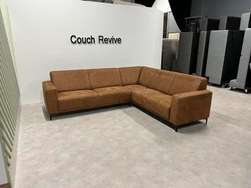 GRATIS LEVERING Z.G.A.N cognac hoekbank 265x235 Gereinigd beschikbaar voor biedingen