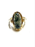14k gouden ring met een mosagaat, -, -, Ophalen of Verzenden, Zo goed als nieuw