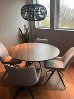 Eethoek rond: tafel (120cm) + 4x grijs Form stoelen (Loods5), Huis en Inrichting, Stoelen, Ophalen, Gebruikt, Vier, Metaal