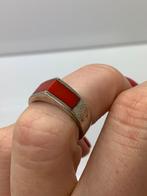 S271 Prachtige zilveren ring rode steen (verstelbaar), Sieraden, Tassen en Uiterlijk, Antieke sieraden, Ophalen of Verzenden, Zilver