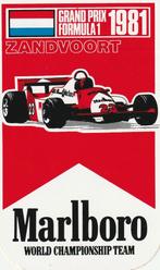 Sticker auto sport Marlboro Formule 1 Zandvoort 1981, Verzenden, Zo goed als nieuw, Overige typen