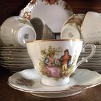 17 kop en schotels landelijk en romantisch, Antiek en Kunst, Antiek | Porselein, Ophalen of Verzenden