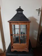 Houten Lantaarn met Metalen Top met 5 lichten, Ophalen of Verzenden, Zo goed als nieuw, Antiek