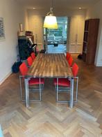 Leolux eettafel en Arco Frame eetkamerstoelen, Ophalen, Gebruikt, 200 cm of meer, 50 tot 100 cm