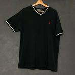 Zwart Ralph Lauren T-shirt met witte bies | V-hals |, Maat 52/54 (L), Zwart, Ralph Lauren, Ophalen of Verzenden