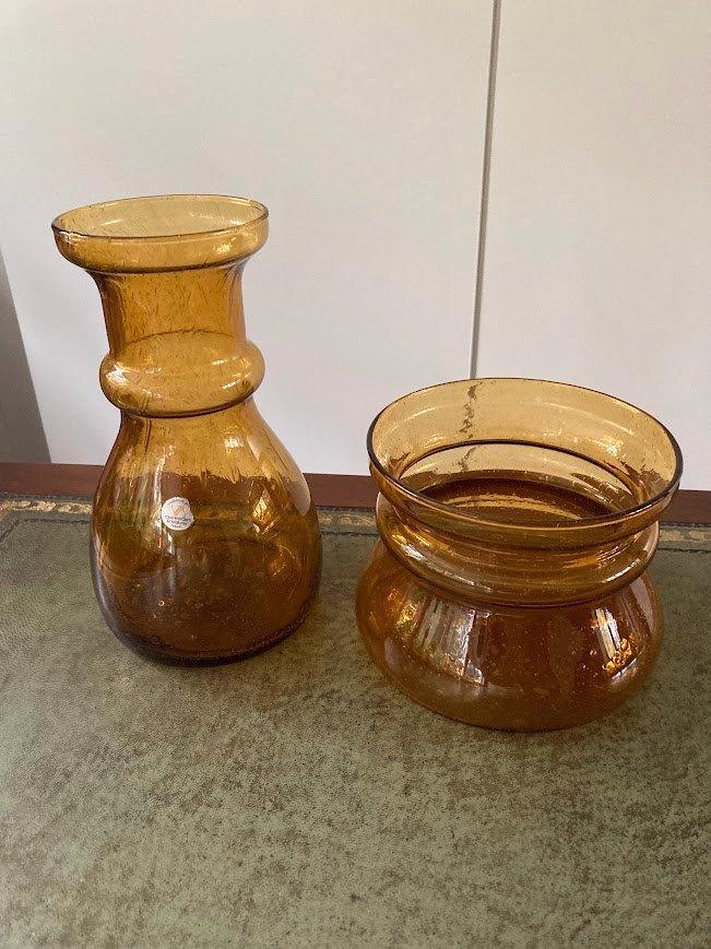 2 Stuks Mond geblazen, Floris Meydam Etruska glas.35 euro, Antiek en Kunst, Antiek | Glas en Kristal, Ophalen of Verzenden