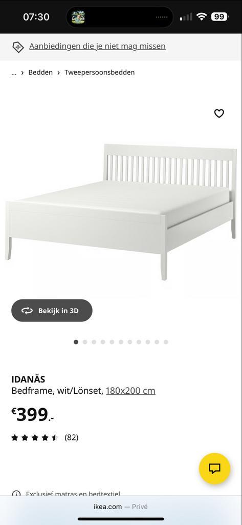Ikea Idanas bedframe 180x200 - Tweepersoons, Huis en Inrichting, Slaapkamer | Bedden, Gebruikt, Tweepersoons, 180 cm, 200 cm, Hout