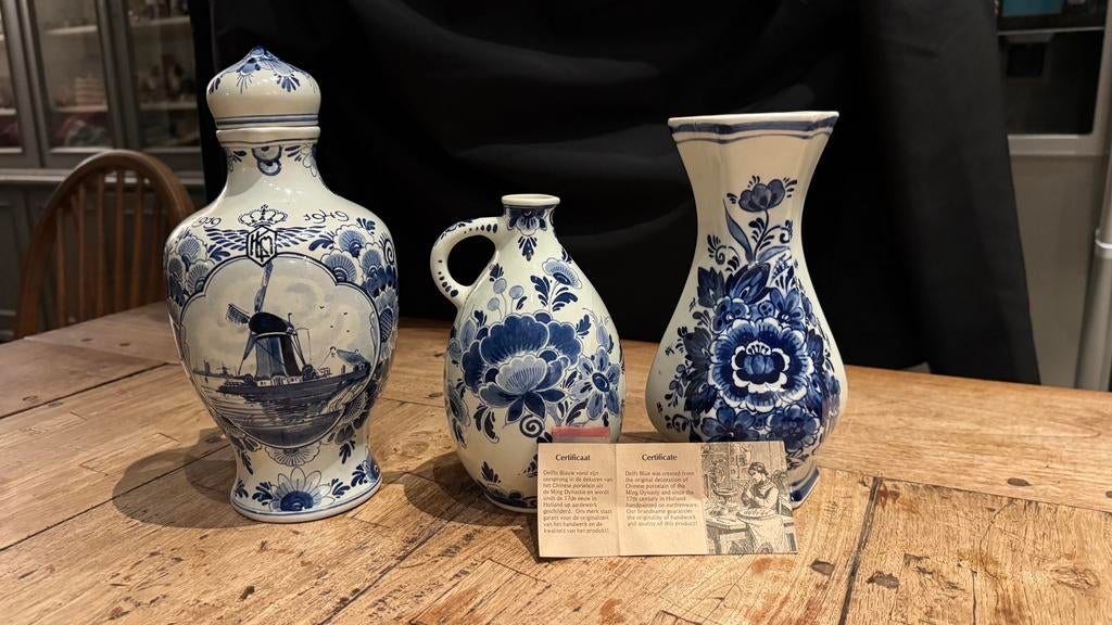Delfts blauwe kruiken set van de KLM, Antiek en Kunst, Antiek | Keramiek en Aardewerk, Ophalen