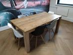 stoere houten eettafel met stoelen, Huis en Inrichting, Tafels | Eettafels, 50 tot 100 cm, 150 tot 200 cm, Gebruikt, Rechthoekig