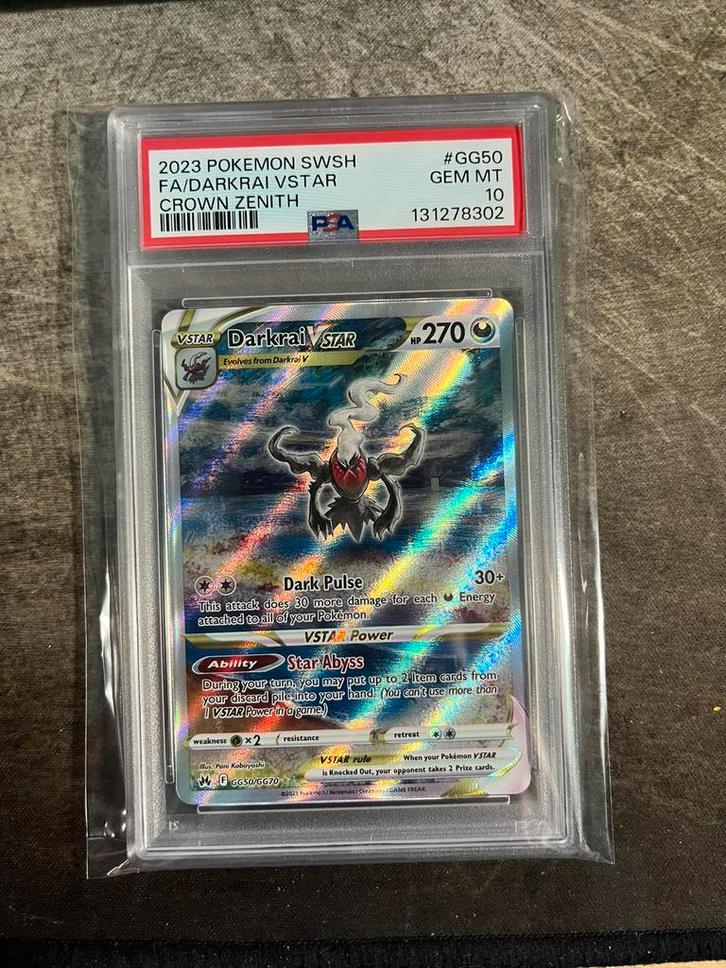 PSA 10 DARKRAI VSTAR GG50/GG70 - CROWN ZENITH, Hobby en Vrije tijd, Verzamelkaartspellen | Pokémon, Zo goed als nieuw, Ophalen of Verzenden