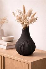 Japandi Vaas Moderne Ribbel Vaas - kunststof - zwart, Huis en Inrichting, Kunststof, Zwart, Nieuw, Ophalen of Verzenden