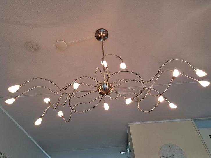 WL Octopus Air 15 lichts hanglamp / eettafellamp. Chroom., Huis en Inrichting, Lampen | Kroonluchters, Zo goed als nieuw, Ophalen