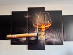 Stijlvol 5-delig wandpaneel met cognac- en sigarenmotief, Ophalen