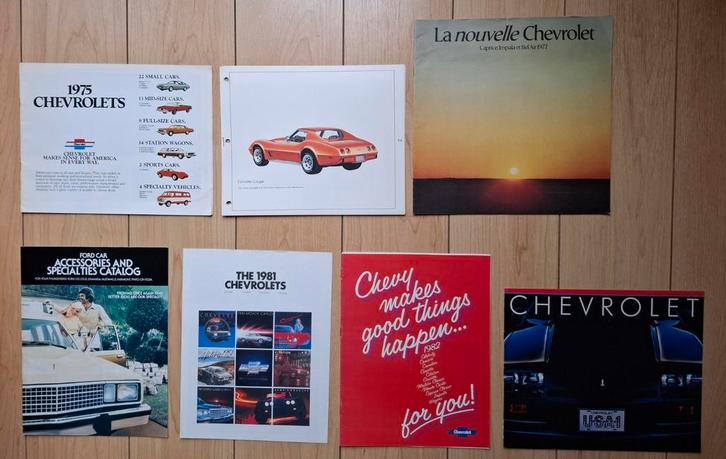 Chevrolet Verzamelfolders.  1975/ 1989.  15 items. € 40,--, Boeken, Auto's | Folders en Tijdschriften, Zo goed als nieuw, Chevrolet