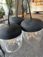 Drie glazen bollen hanglampen, Huis en Inrichting, Lampen | Hanglampen, Ophalen, Zo goed als nieuw