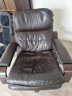 Vintage leren draai fauteuil scandinavian design, Huis en Inrichting, Fauteuils, Ophalen, Gebruikt, Scandinavian design, 50 tot 75 cm