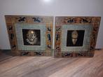 2 Decoratieve Schilderijtjes met Afrikaanse Maskers, Ophalen