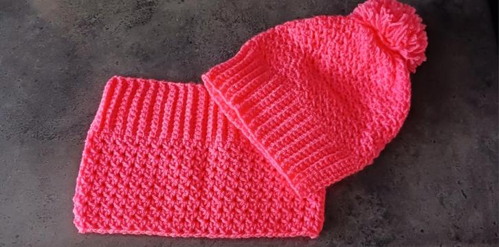 Gehaakte Muts & Colsjaal Meisje, Kleding | Dames, Hoeden en Petten, Nieuw, Hoed, One size fits all, Ophalen of Verzenden