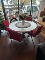 4 Vintage Gispen Stoelen, Rode Stof, Huis en Inrichting, Stoelen, Ophalen, Gebruikt, Vier, Metaal