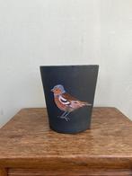 Handbeschilderde bloempot vogel vink, Rond, Ophalen of Verzenden, Zo goed als nieuw, Aardewerk
