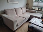 Hoekbank met chaiselongue rechts, creme., 250 tot 300 cm, Gebruikt, Stof, 75 tot 100 cm