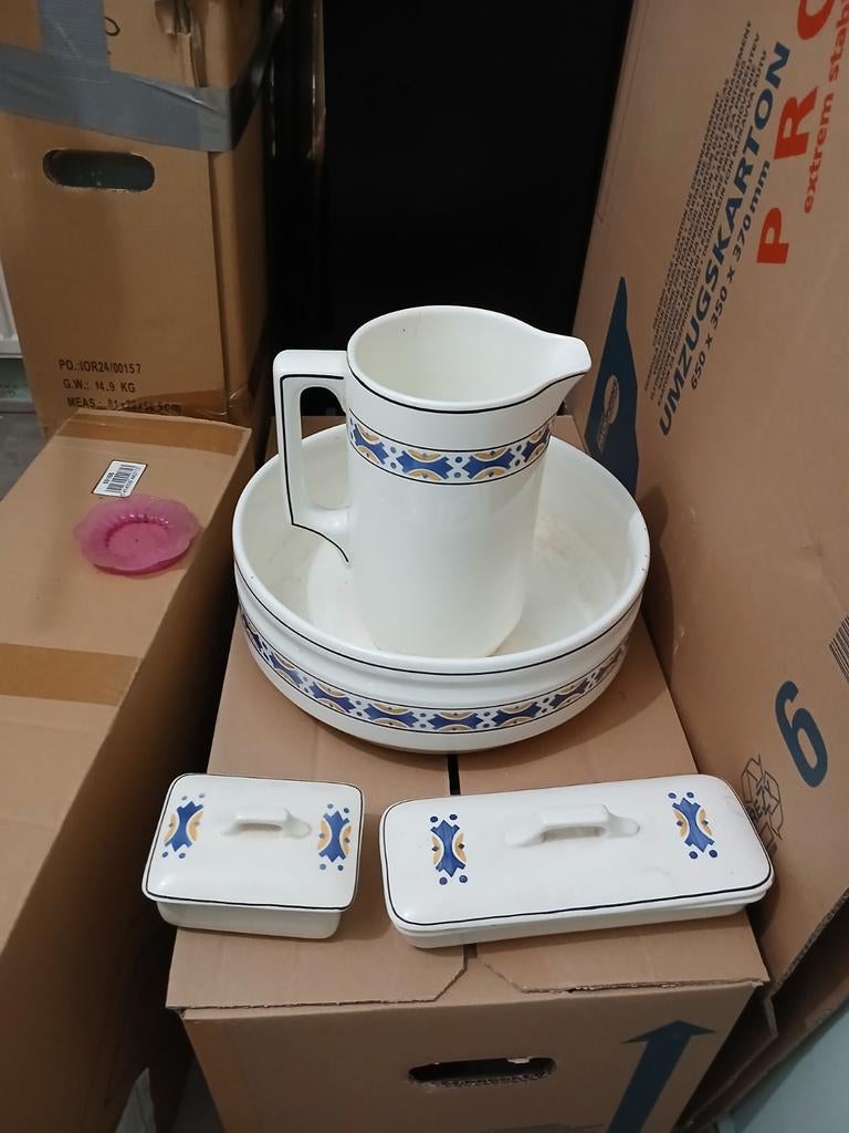 Oud lampetstel met 1 zeep en 1 kammen bakje, Antiek en Kunst, Ophalen