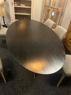 Zwarte ovale eikenhouten eettafel 240x120 cm showmodel, Ophalen, Gebruikt, 100 tot 150 cm, 200 cm of meer