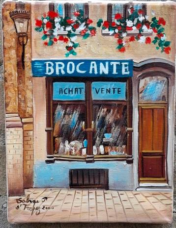 Saint-Tropez. Brocante Boutique. Olie/doek.  Sign. 16/21 cm. beschikbaar voor biedingen