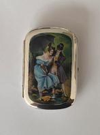 Zilver met emaille sigaretten etui, Antiek en Kunst, Ophalen of Verzenden, Zilver
