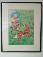 Kuifje in Afrika - Ingelijste Prent, Antiek en Kunst, Ophalen of Verzenden
