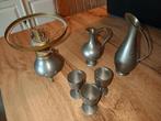 tinnen olielampje en drinkbekertjes enz, Antiek en Kunst, Antiek | Tin, Ophalen of Verzenden