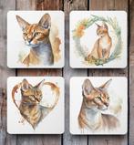 Abessijn Aquarel onderzetters met houder, Ophalen of Verzenden, Nieuw, Glas of Kopje