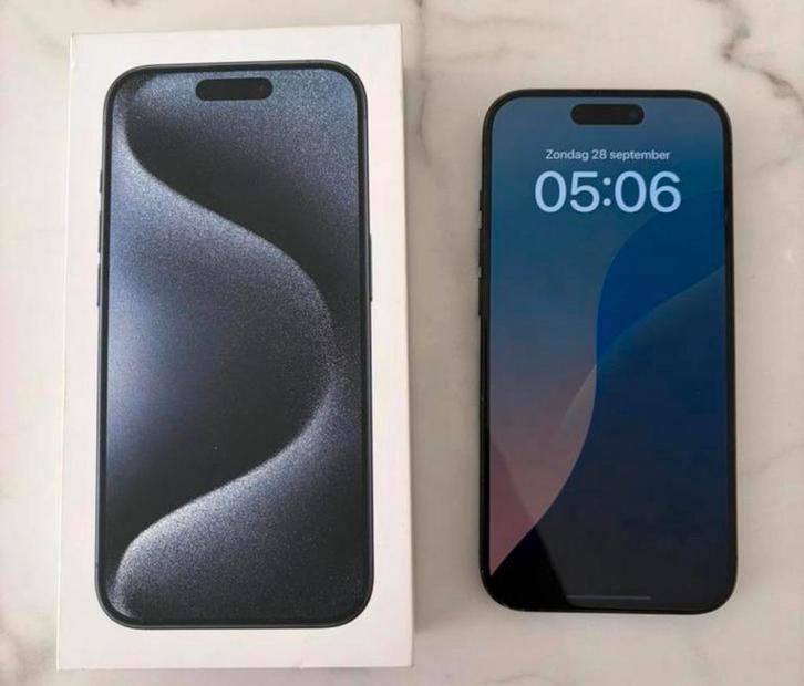 iPhone 15 Pro - 128 GB - Titanium Blue, Telecommunicatie, Mobiele telefoons | Apple iPhone, Zo goed als nieuw, 128 GB, Zonder abonnement