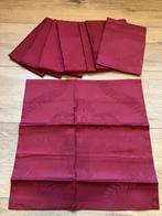 Set 8 damast servetten donkerrood, Verzenden, Zo goed als nieuw, Rood, Overige typen