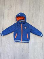 Blauwe winterjas met wit/oranje accent - Baby blue maat 86, Gebruikt, Baby Blue, Ophalen of Verzenden, Jasje