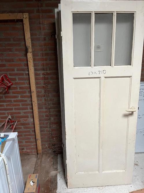 Paneeldeuren jaren 30, Doe-het-zelf en Verbouw, Deuren en Horren, Gebruikt, Binnendeur, 200 tot 215 cm, 80 tot 100 cm, Glas, Hout