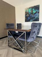 Eric Kuster stijl Eettafel- 4 stoelen- salontafel -dressoir, Glas, Gebruikt, Eric Kuster Richmond, Ophalen
