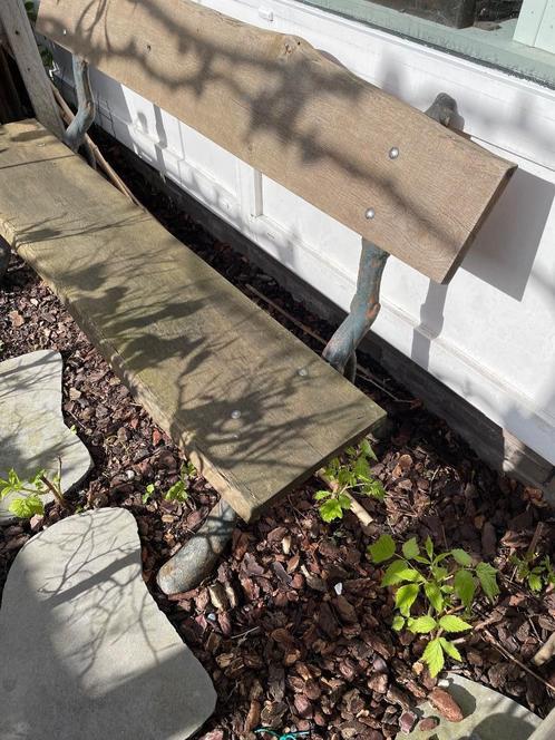 Antiek gietijzeren tuinbank, hele zware unieke takkenbank, Tuin en Terras, Tuinbanken, Gebruikt, Metaal, Ophalen
