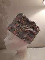Chemo haarverlies muts grijs blauw bloemen z.g.a.n., Ophalen of Verzenden, Zo goed als nieuw, Maat 38/40 (M), Muts
