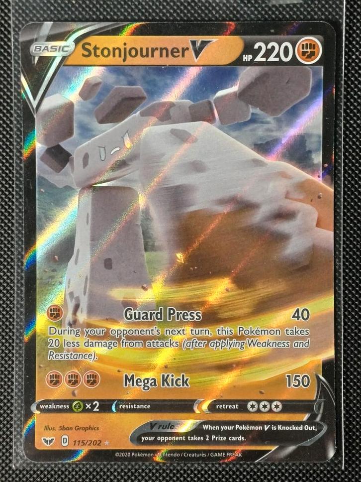 Stonjourner V 115/202 - Sword & Shield, Hobby en Vrije tijd, Verzamelkaartspellen | Pokémon, Zo goed als nieuw, Losse kaart, Foil