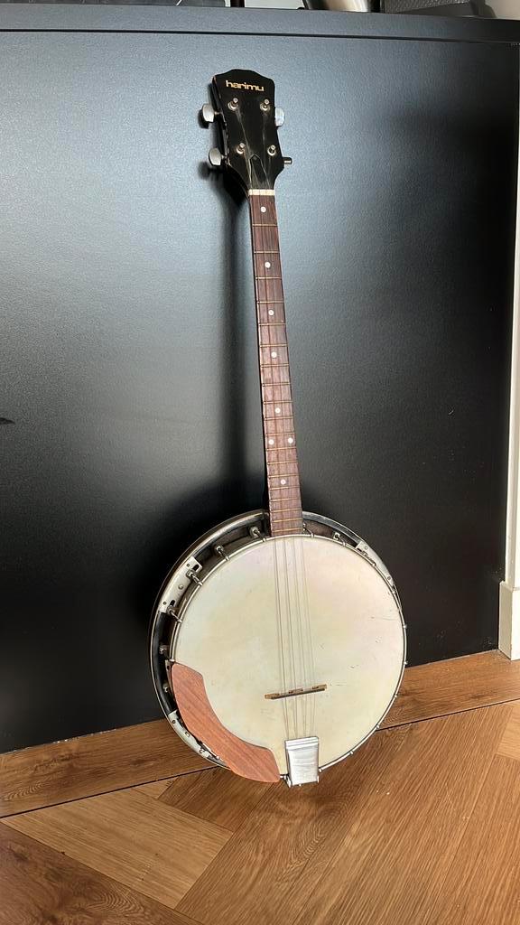 Harimu tenorbanjo ( 4 snarig)- vintage in goede staat, Muziek en Instrumenten, Snaarinstrumenten | Banjo's, Gebruikt, Tenorbanjo