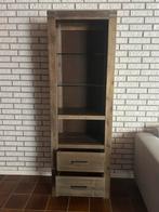 Vitrinekast massief hout, Ophalen, 50 tot 100 cm, Zo goed als nieuw, Met lade(s)