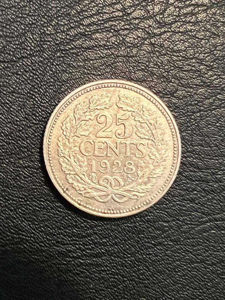 25 cent 1928, Postzegels en Munten, Munten | Nederland, Losse munt, 25 cent, Koningin Wilhelmina, Ophalen of Verzenden